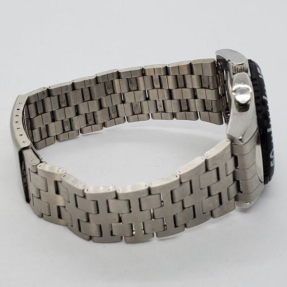 Men's Watch 41MM White Dial Black Bezel Gray Bracelet Band 8.5" New Battery - Picture 7 of 9